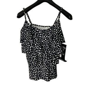 Miraclesuit polka dot swim suit tank top black women's size 10 NEW WITH TAGS